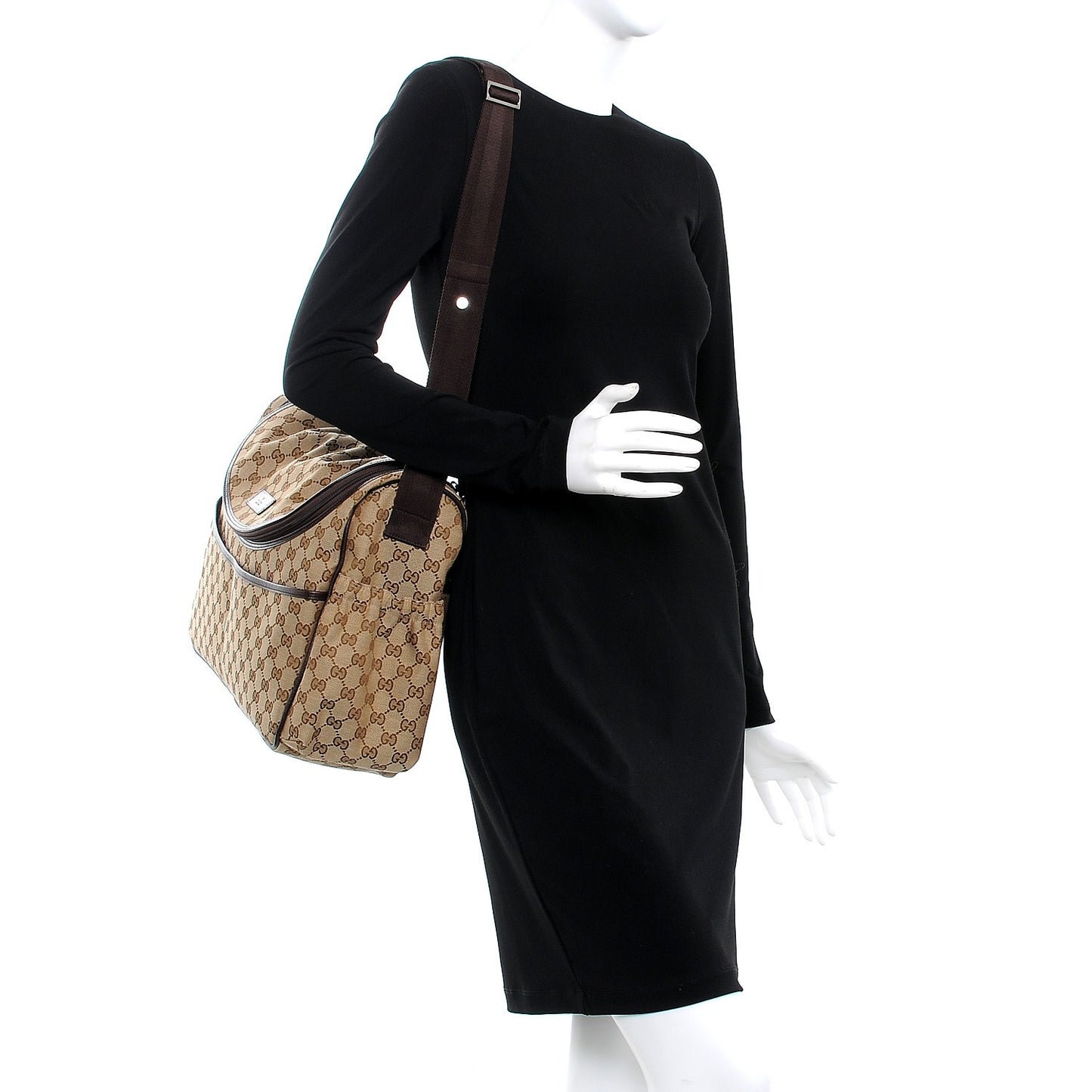 Monogram Natural Pigskin Large Diaper Bag Beige Ebony Cocoa Dark Chocolate
