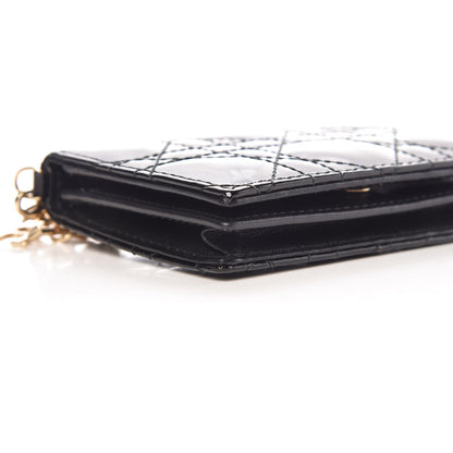 Christian Dior Patent Cannage Small Lady Dior Flap Card Holder Black 9 of 11