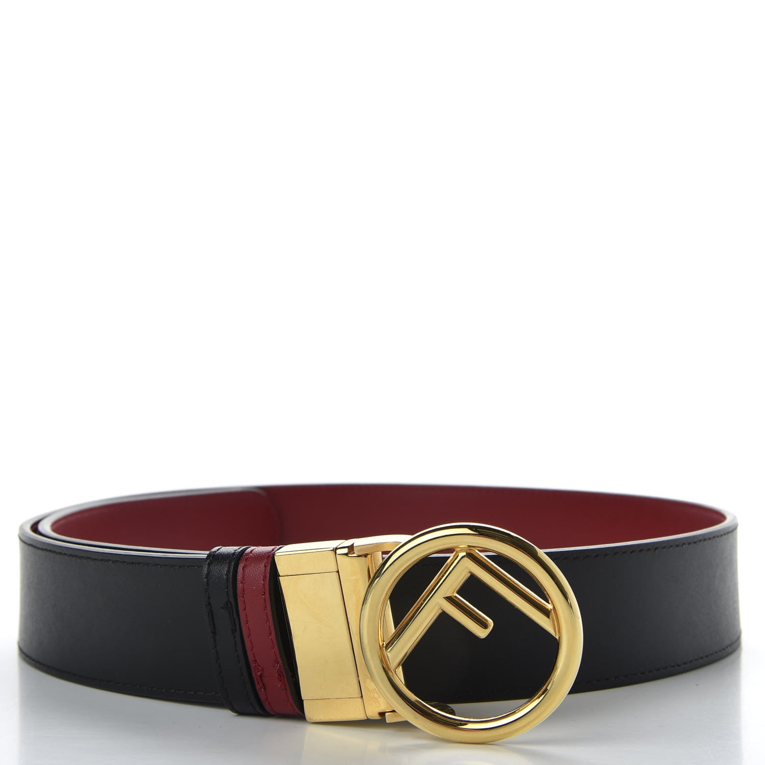 Fendi Calfskin F is Belt 85 Red Black 2 of 4