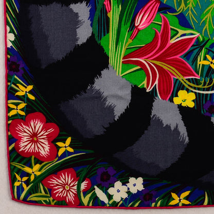 Hermes Cashmere Silk Tyger Tyger Scarf 140 Bleu Dur Vert Gris 3 of 7