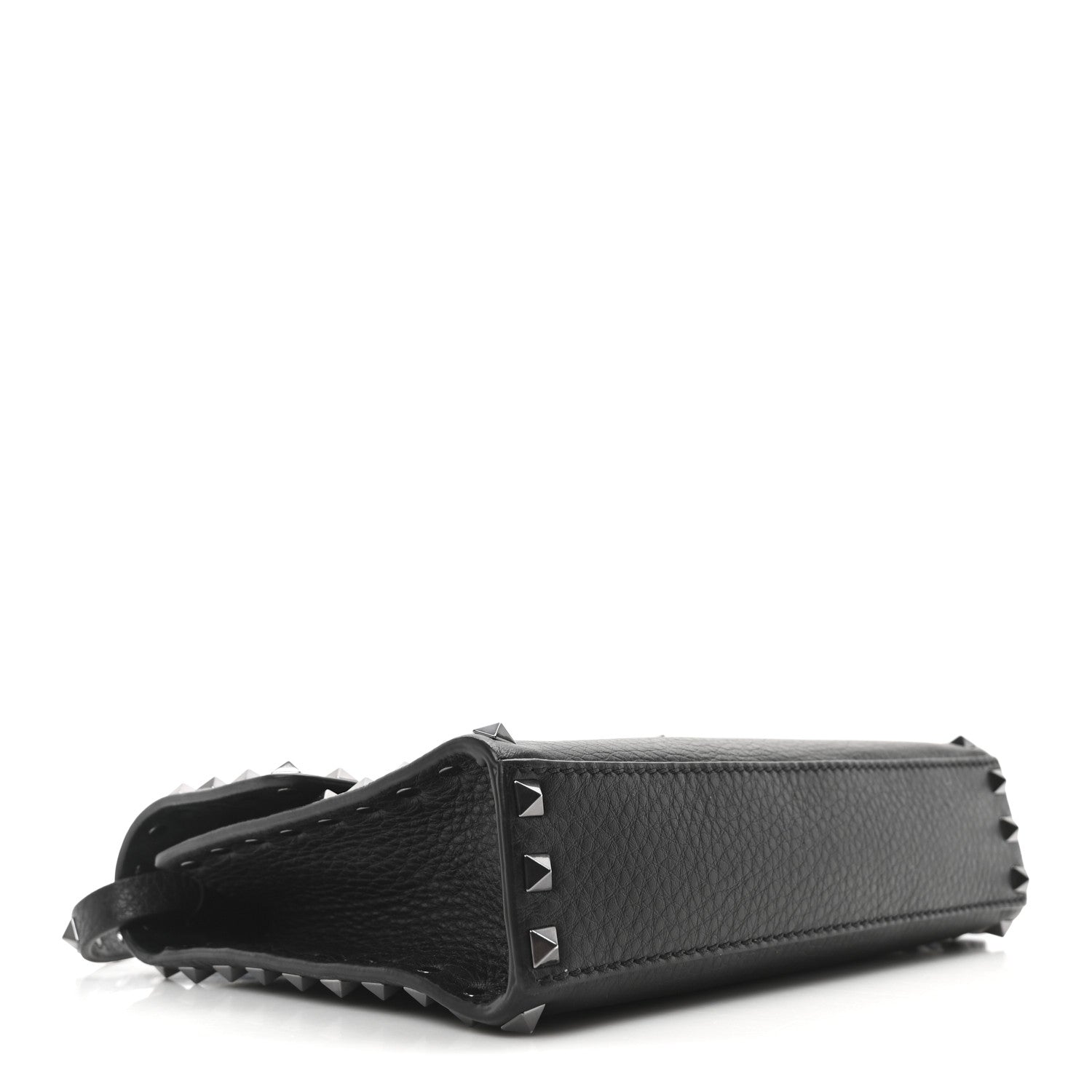 Valentino Garavani Pebbled Calfskin Monochrome Medium Rockstud Flip Lock Crossbody Bag Black 4 of 9