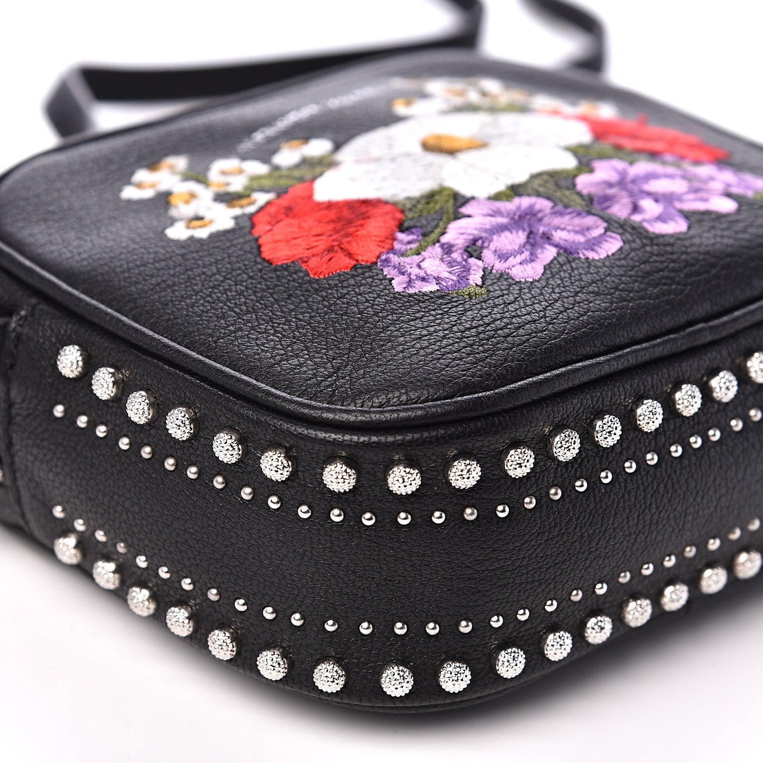 Alexander McQueen Calfskin Studded Embroidered Mini Camera Bag Black 7 of 8
