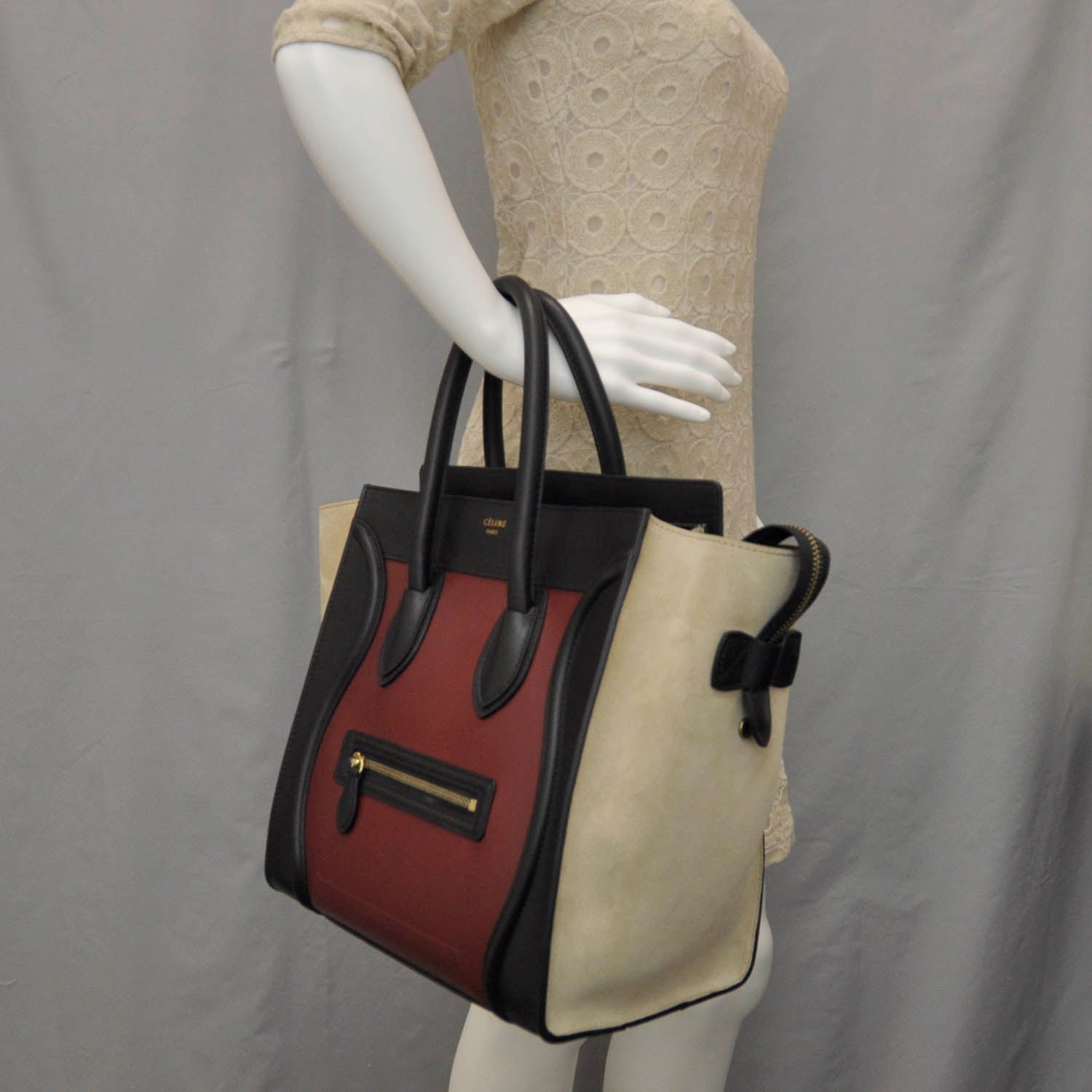 Celine Smooth Calfskin and Suede Mini Tri-Color Luggage 2 of 7