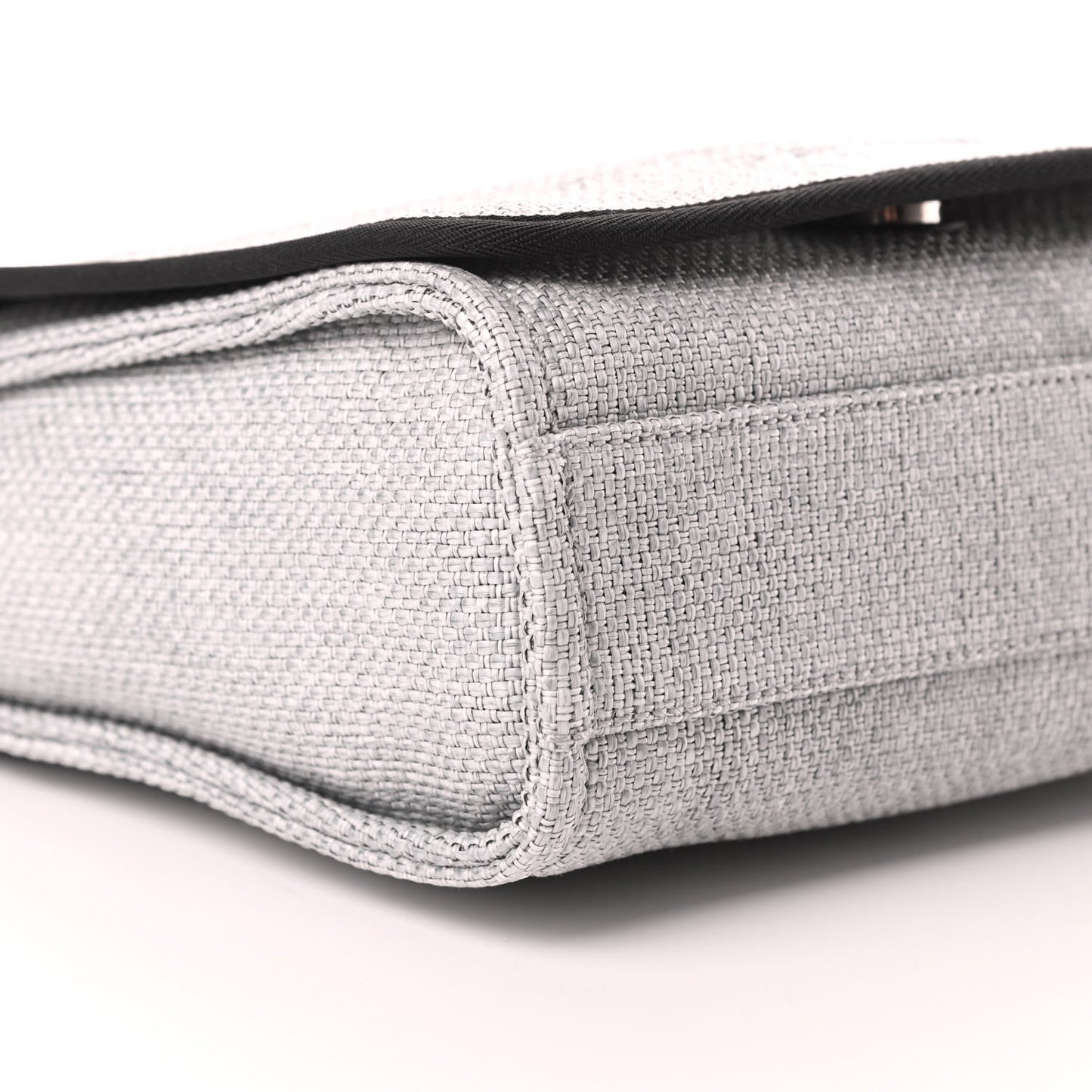 Woven Straw Raffia Small Deauville Messenger Grey