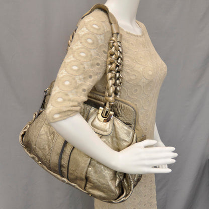 Chloe Leather Heloise Satchel Gold 2 of 8