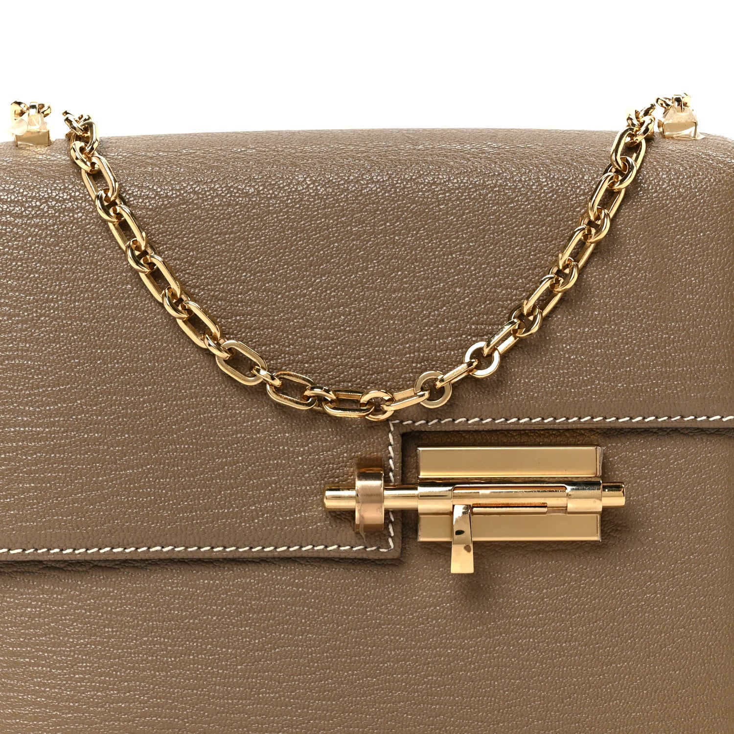 Hermes Chevre Chamkila Mini Verrou Chaine Bag Etoupe 8 of 12