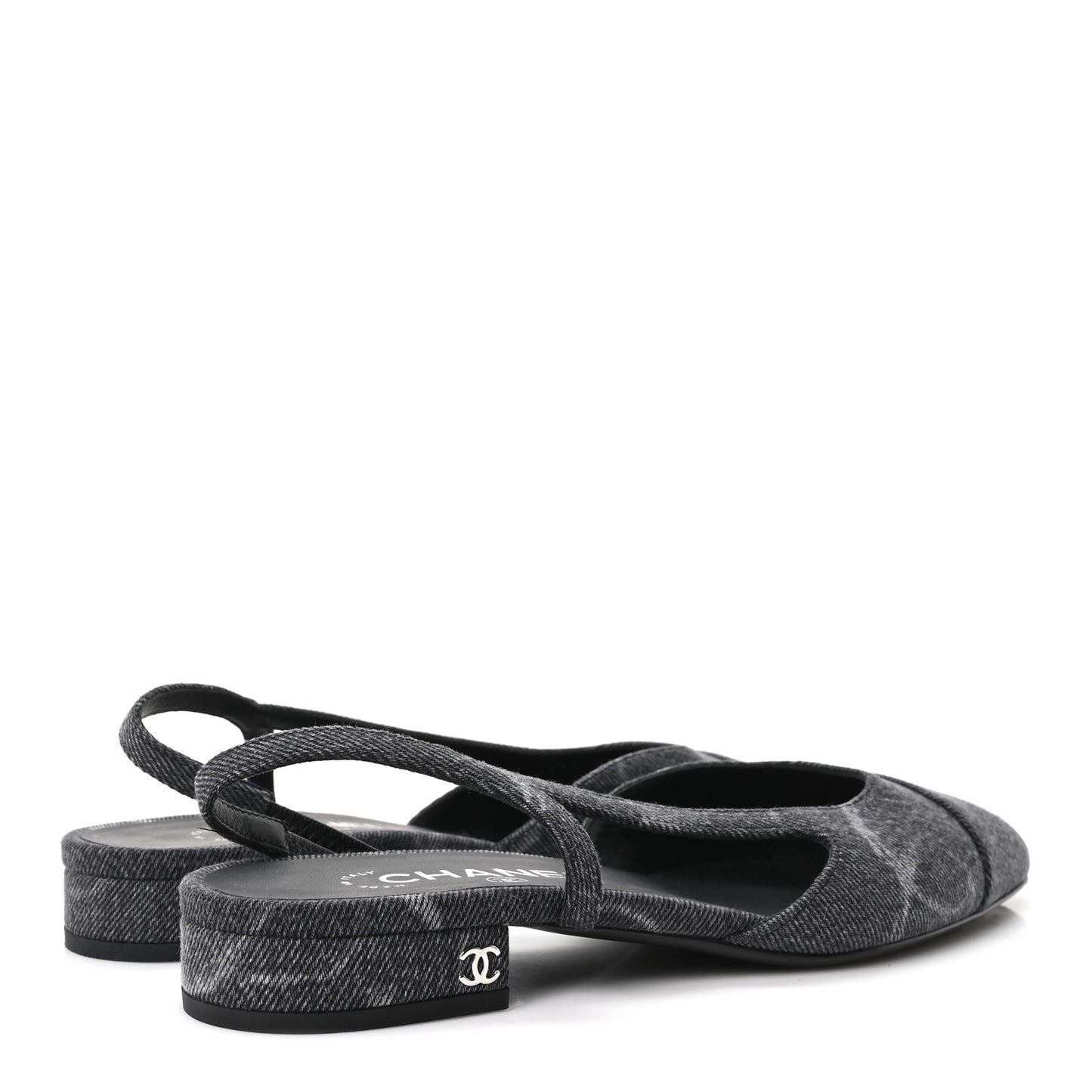 Denim Cap Toe CC Slingback Flats 38.5 Charcoal Black