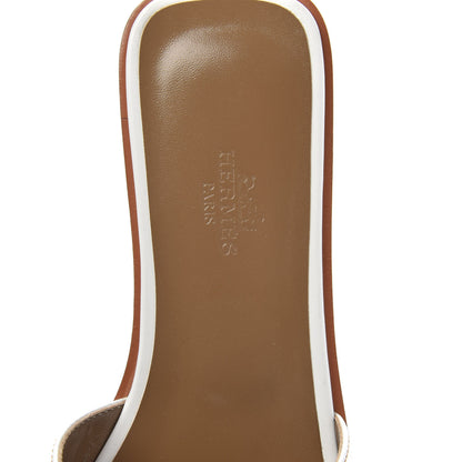 Hermes Box Calfskin Oran Sandals 37.5 White 6 of 9