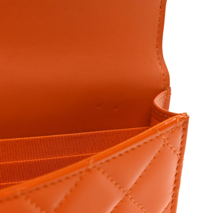 Chanel Patent Quilted Travel Wallet Orange 8 of 9
