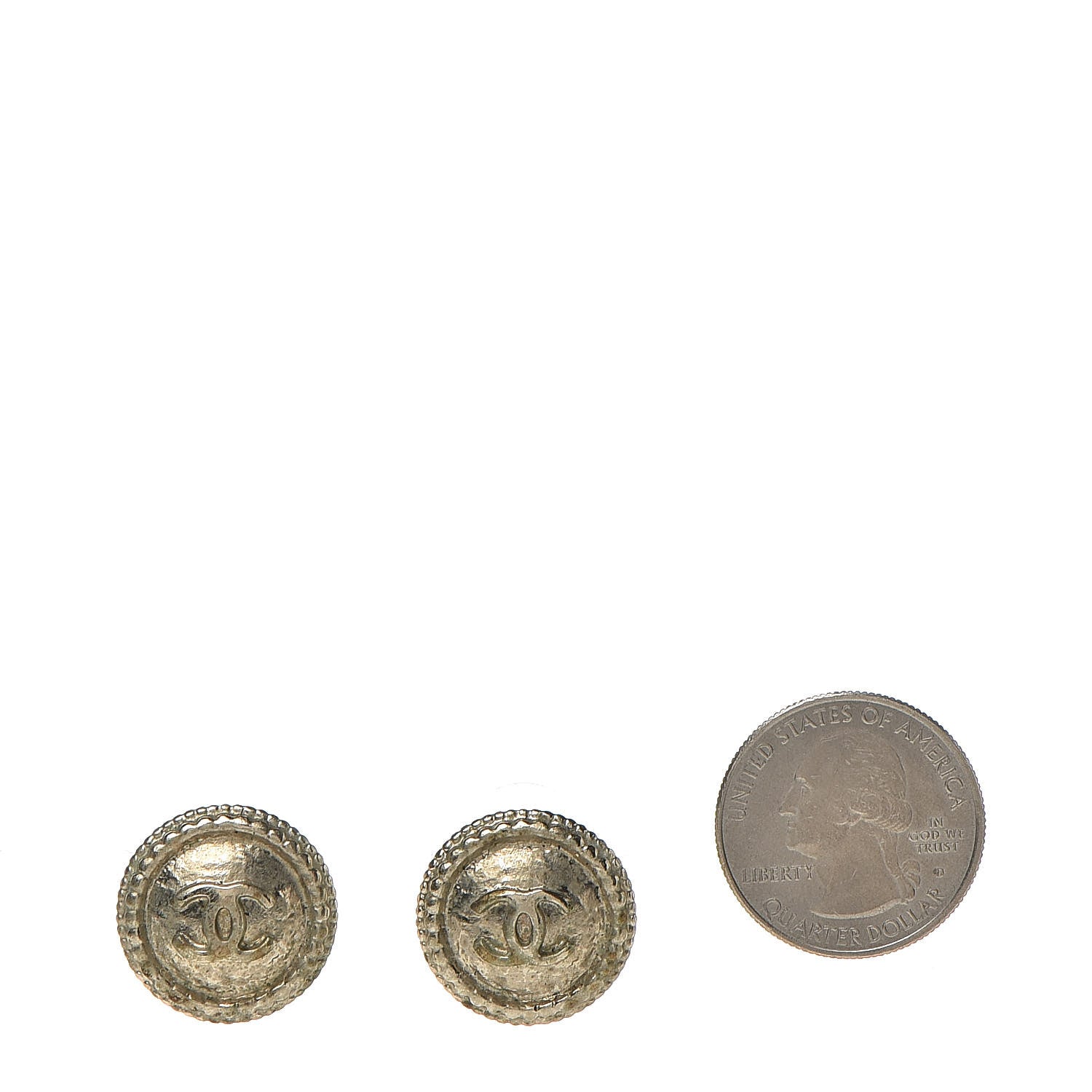 Chanel CC Button Earrings Gold 2 of 5