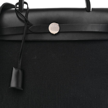 Hermes Military Toile Vache Hunter Herbag Zip Retourne 31 PM Black 9 of 13