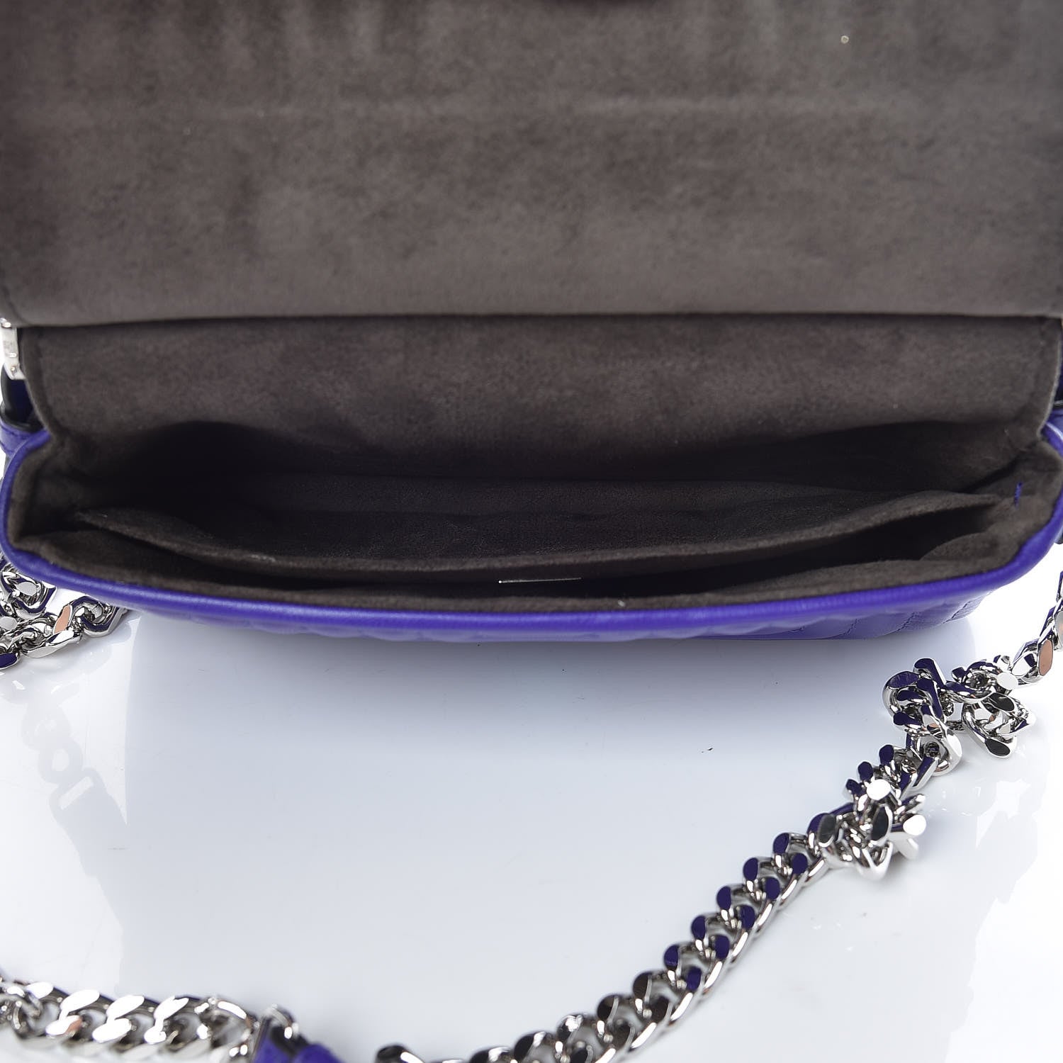 Fendi Shiny Nappa Trapuntata Micro Double Baguette Purple 7 of 10