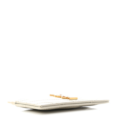Saint Laurent Grain De Poudre Matelasse Chevron Monogram Credit Card Case Crema Soft 4 of 7