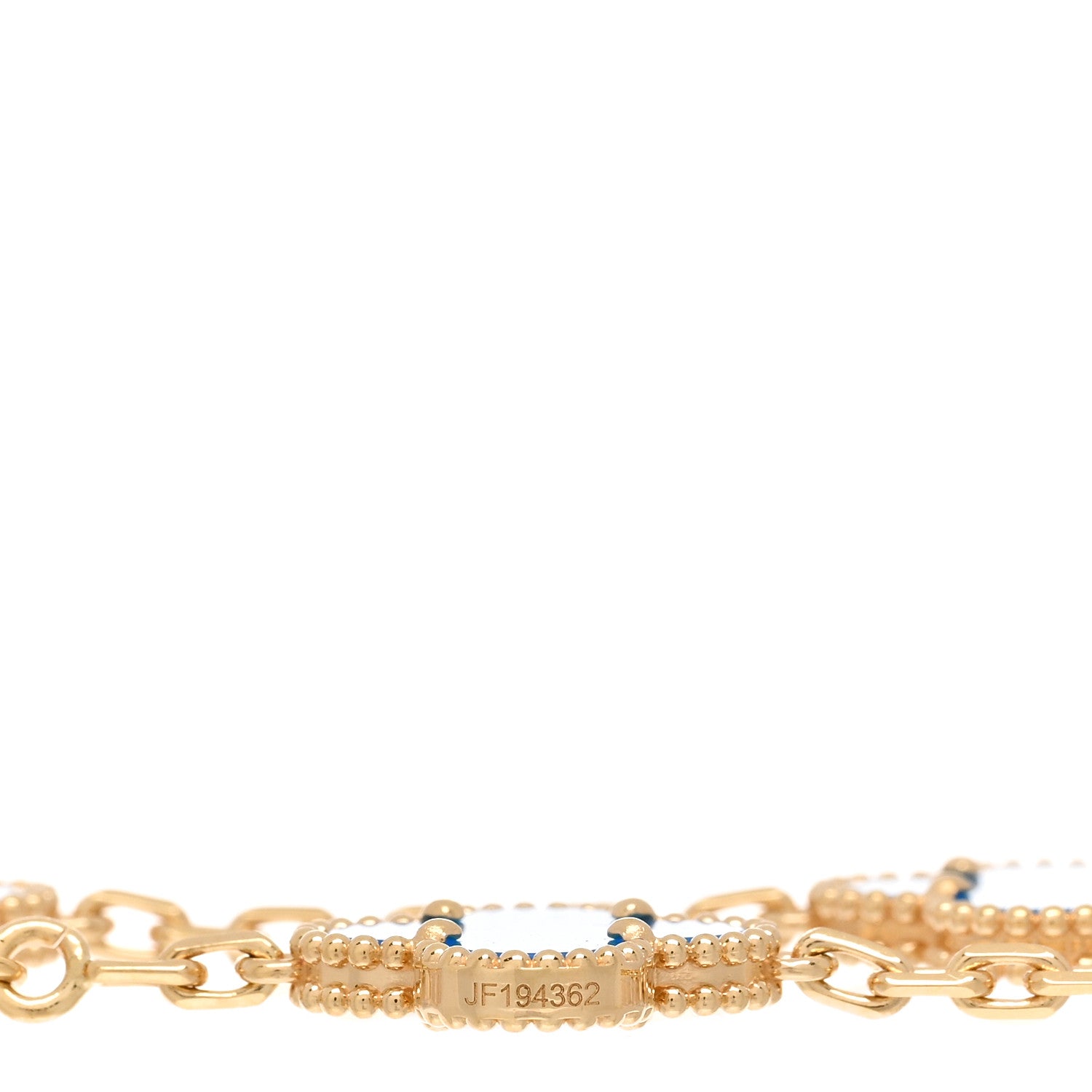 Van Cleef & Arpels 18K Yellow Gold Blue Agate 5 Motifs Vintage Alhambra Bracelet 4 of 4