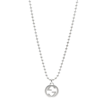 Gucci Sterling Silver Interlocking GG Pendant Beaded Necklace 1 of 6