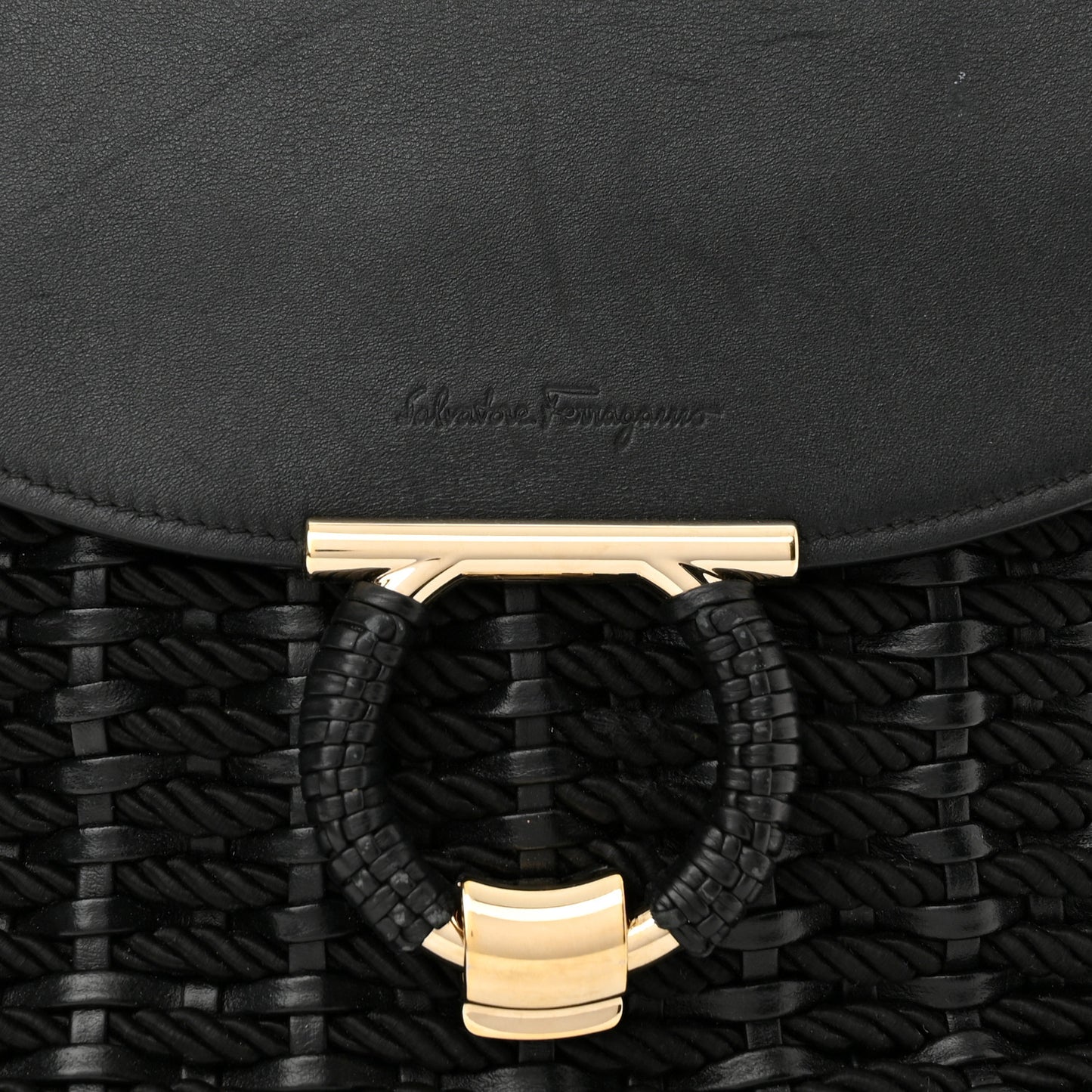 Calfskin Wicker Margot Top Handle Satchel Black