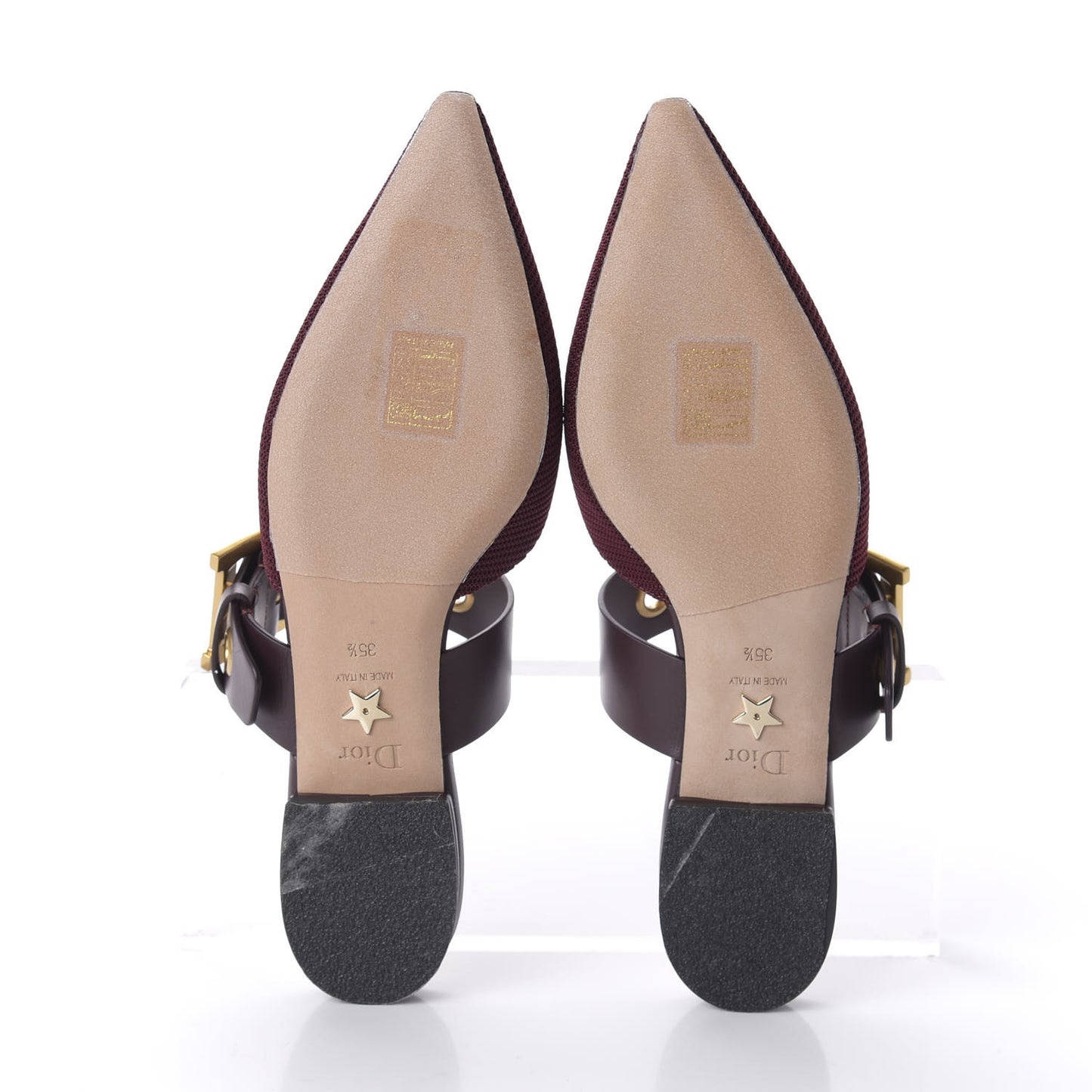 Technical Fabric D-Dior Ballerina Flat Mule 35.5 Rouge Black