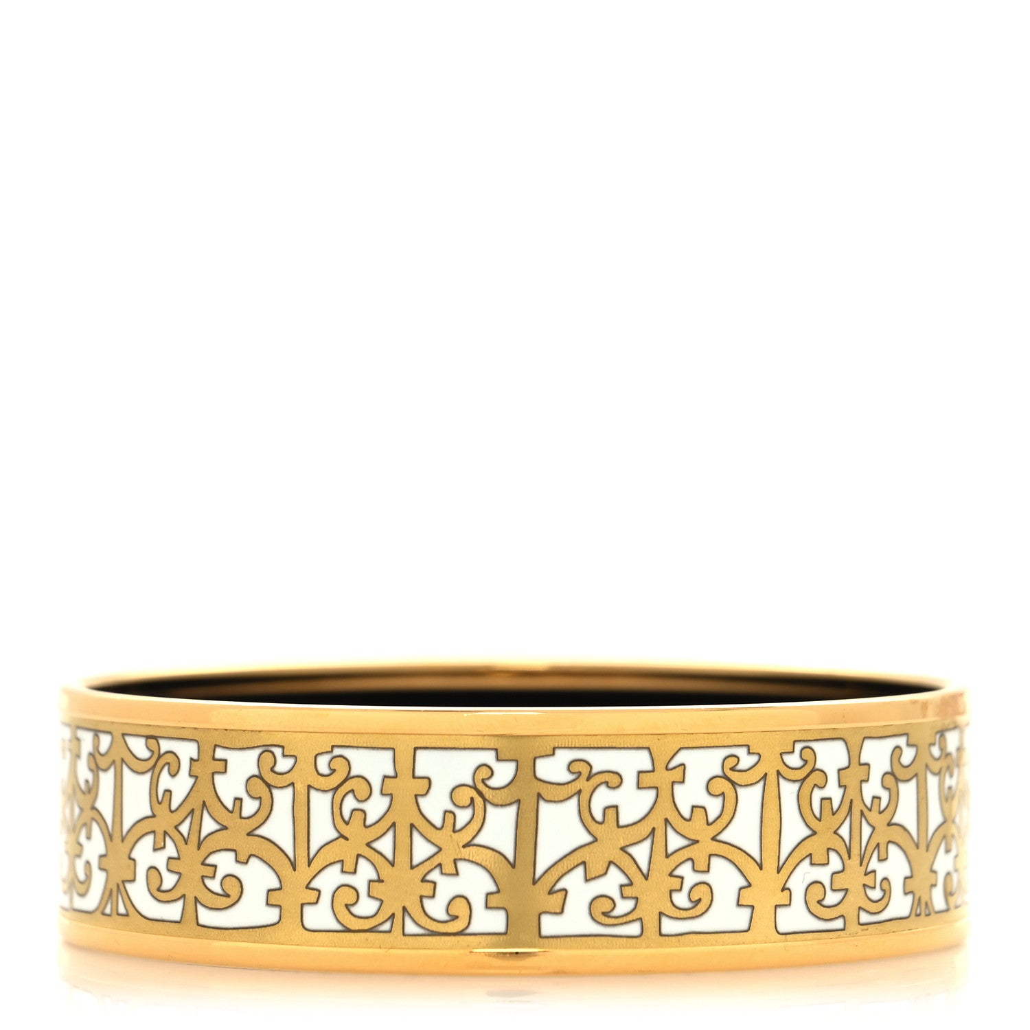 Hermes Enamel Printed Wide Balcons du Guadalquivir Bracelet 62 Gold 1 of 5