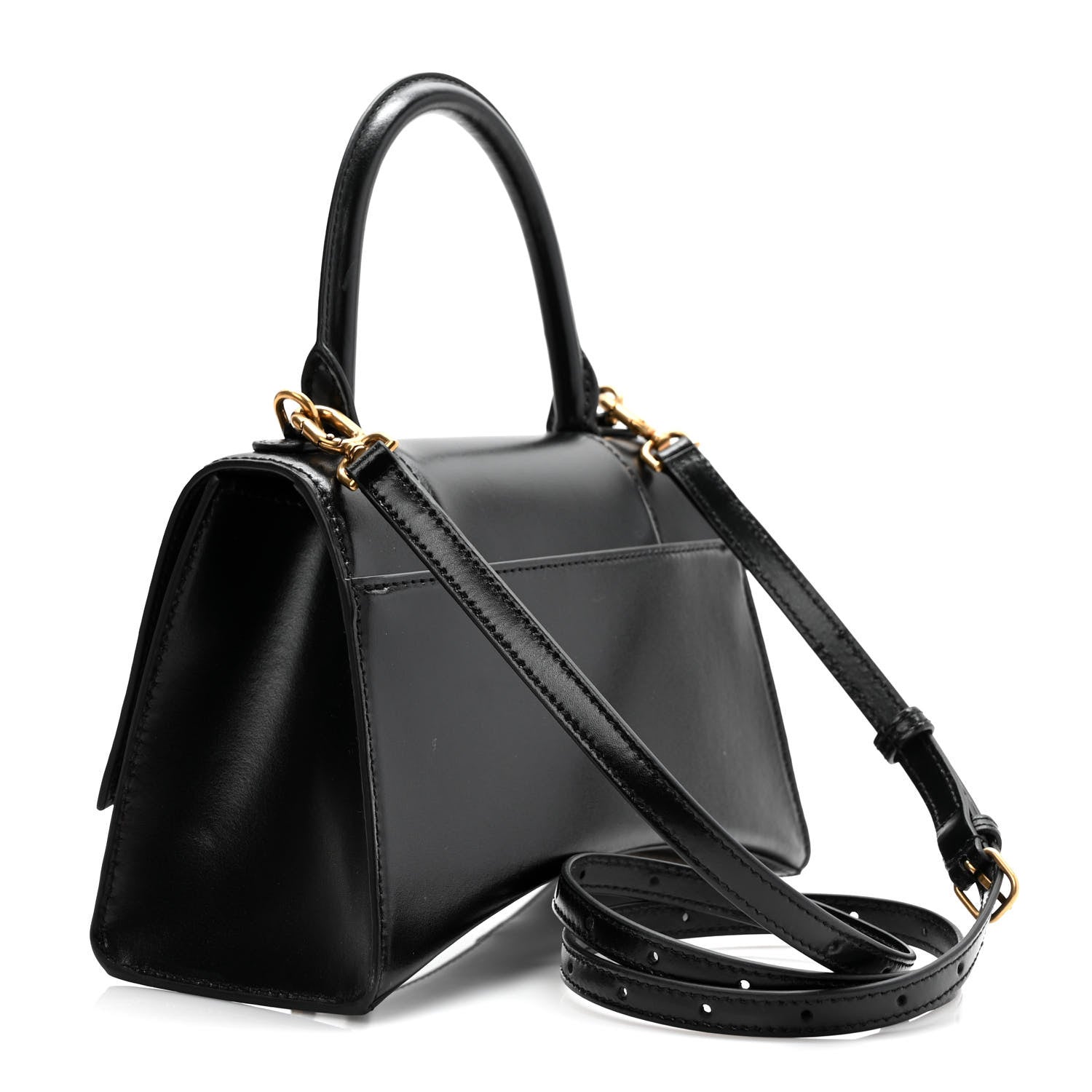 Balenciaga Shiny Box Calfskin Small Hourglass Top Handle Bag Black 3 of 8