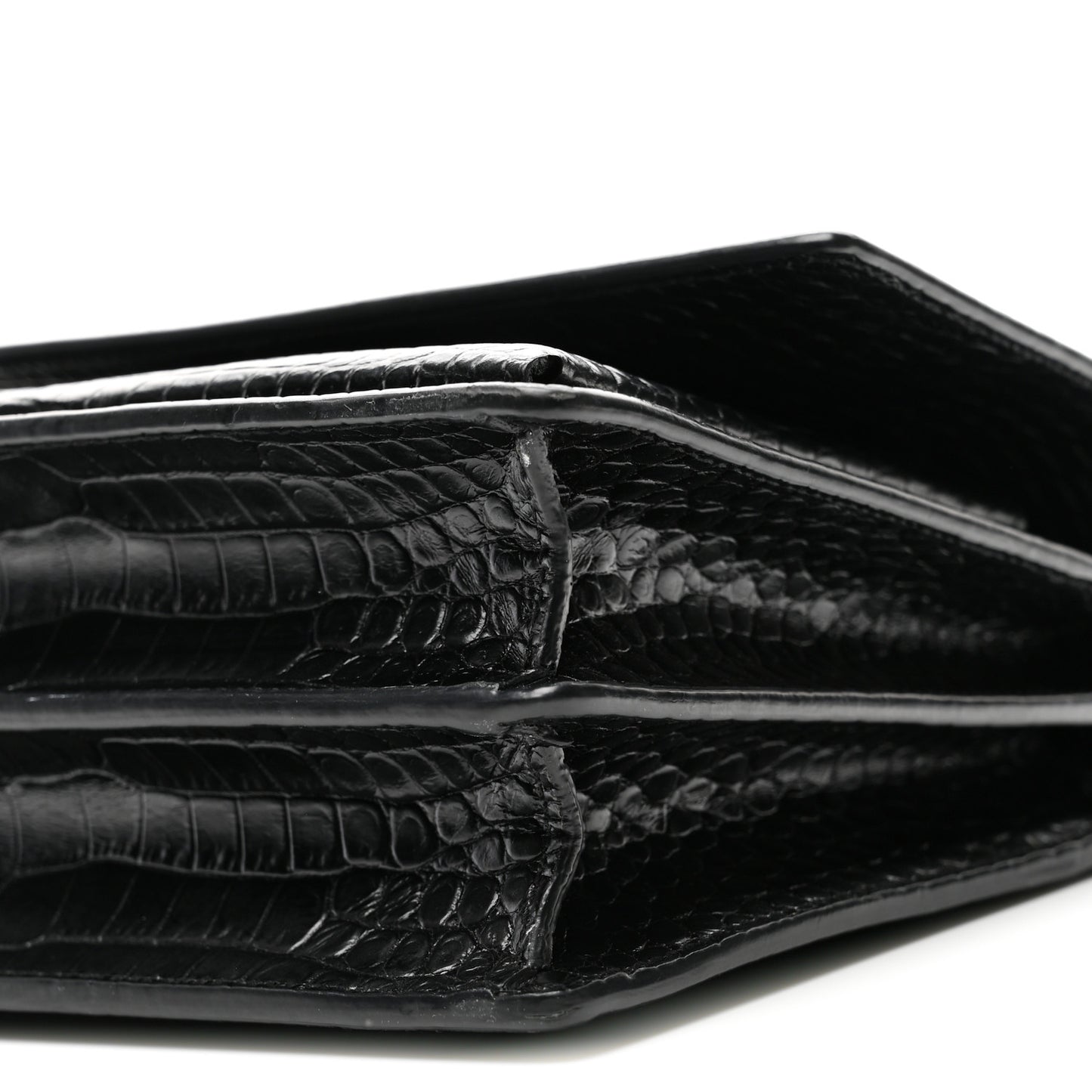 Calfskin Crocodile Embossed Medium Monochrome Monogram Sunset Black