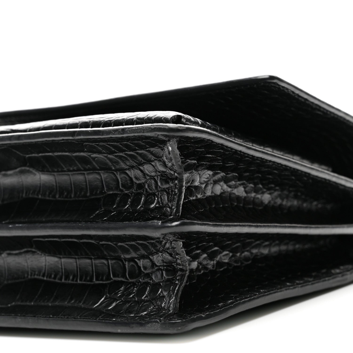 Saint Laurent Calfskin Crocodile Embossed Medium Monochrome Monogram Sunset Black 11 of 11