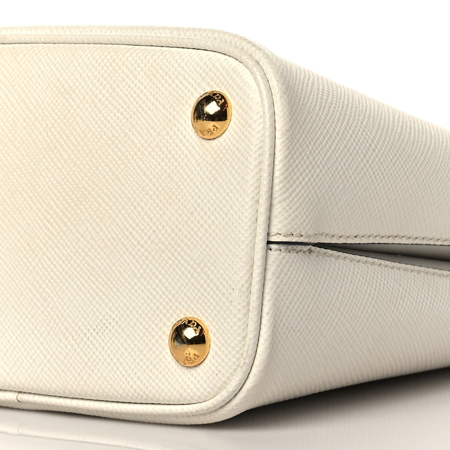 Saffiano Cuir Calfskin Small Panier Bucket Bag White Black