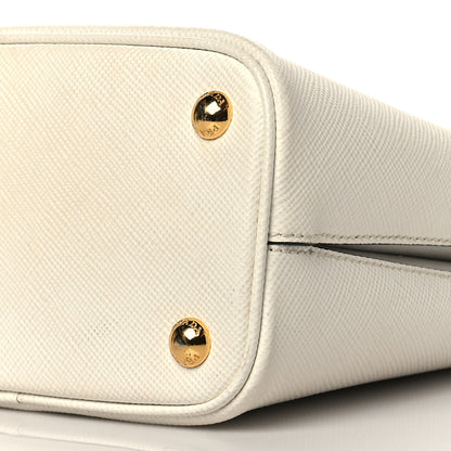 Prada Saffiano Cuir Calfskin Small Panier Bucket Bag White Black 9 of 9