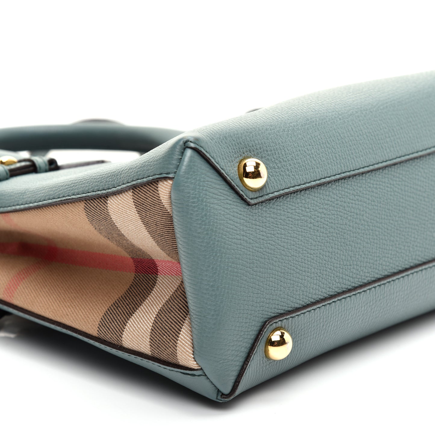 Grainy Calfskin House Check Small Banner Tote Smokey Green