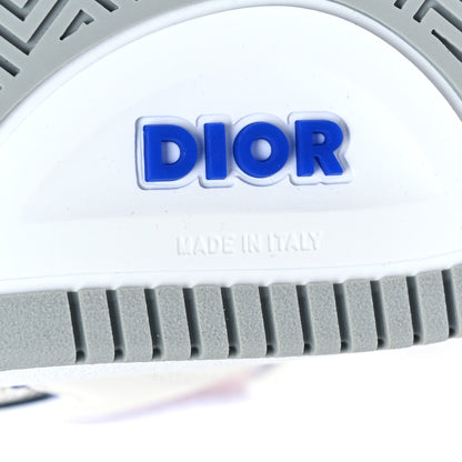 Christian Dior Smooth Calfskin Oblique Galaxy Perforated Mens B27 Mid Top Sneakers 40 White Blue 7 of 9