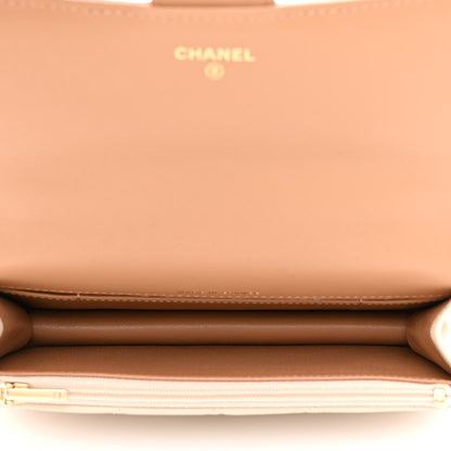 Chanel Lambskin Quilted Flap Phone Holder With Chain Beige Brown 5 of 11