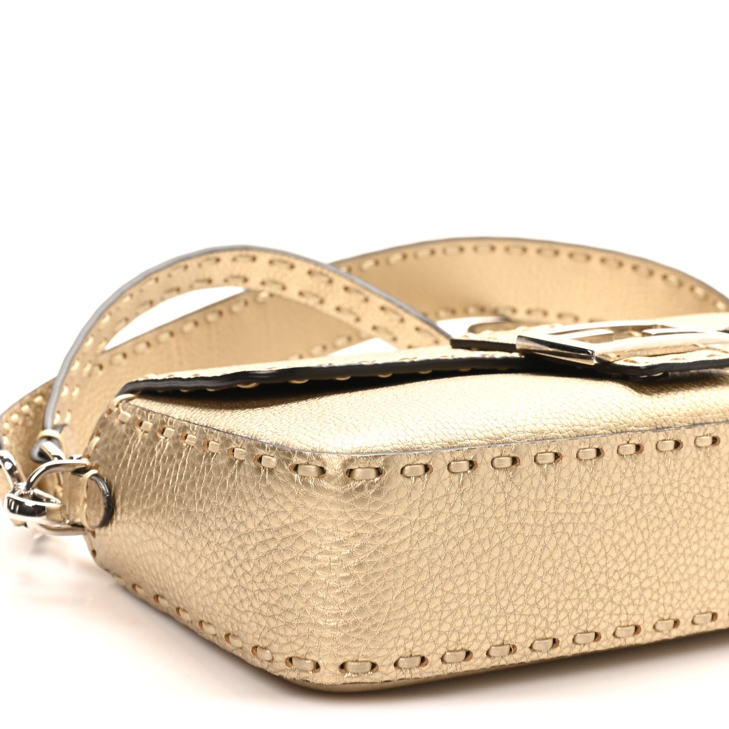 Cuoio Roma Sellerissima Nappa Sintetica Tape Stitch Baguette Platino