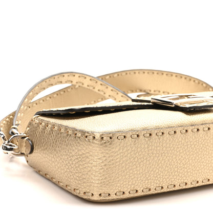 Fendi Cuoio Roma Sellerissima Nappa Sintetica Tape Stitch Baguette Platino 8 of 9
