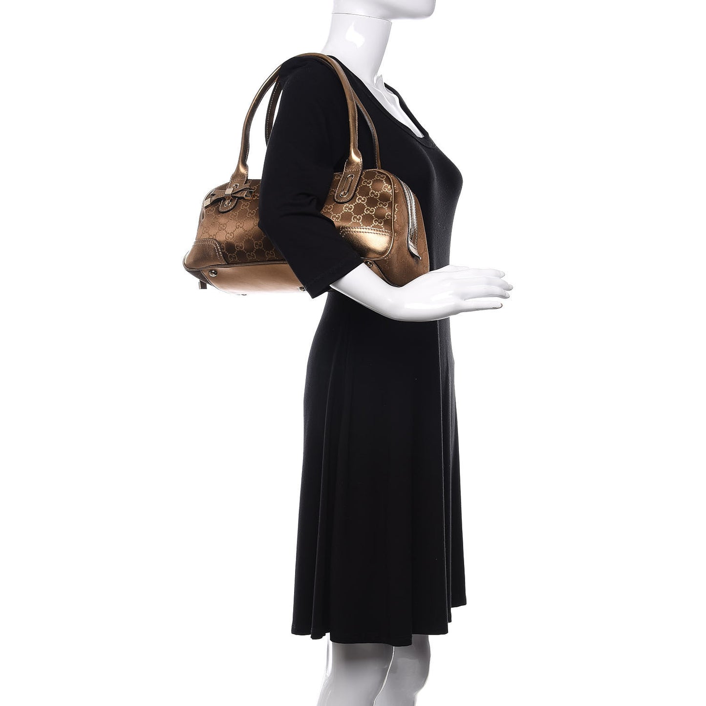Satin Monogram Small Princy Satchel Bronze