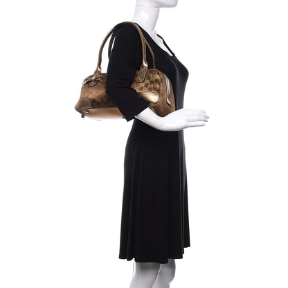 Gucci Satin Monogram Small Princy Satchel Bronze 2 of 9