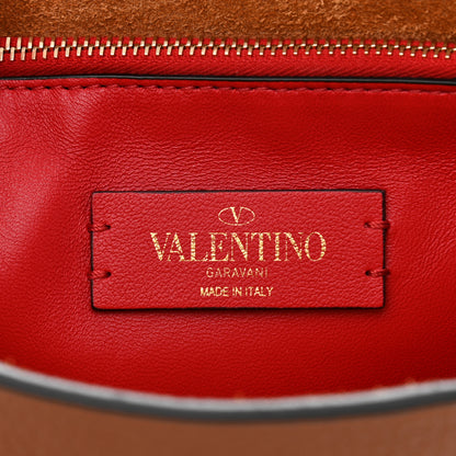 Valentino Garavani Pebbled Calfskin Rockstud Flip Lock Flap Messenger Saddle Brown 6 of 9