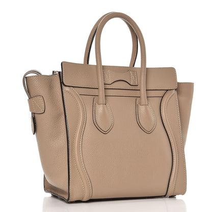 Celine Drummed Calfskin Micro Luggage Dune 3 of 9