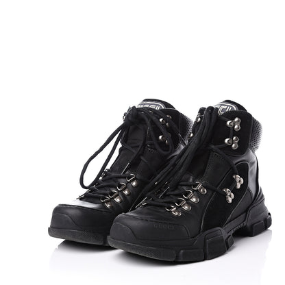 Gucci X SEGA Calfskin Suede Technical Canvas Womens Flashtrek High-Top Sneakers 40.5 Black 2 of 10