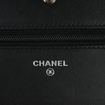 Chanel Calfskin Chevron Boy Wallet On Chain WOC Black 5 of 8