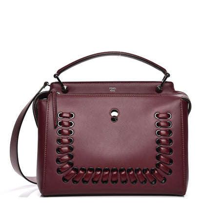 Fendi Vitello Baltico Dolce Shiny Nappa Lace Up DotCom Satchel Bordeaux 1 of 9