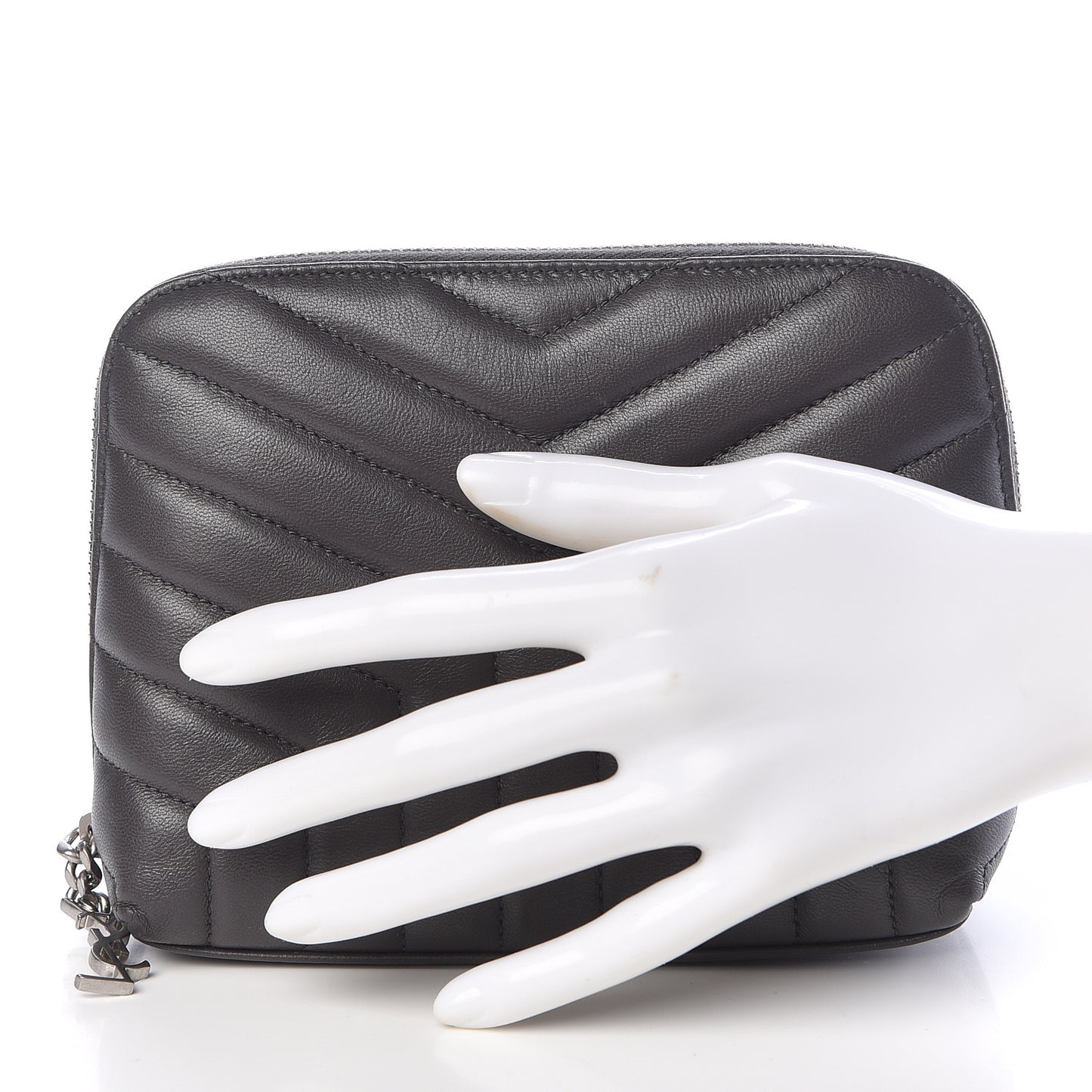Lambskin Matelasse Cosmetic Case Asphalt