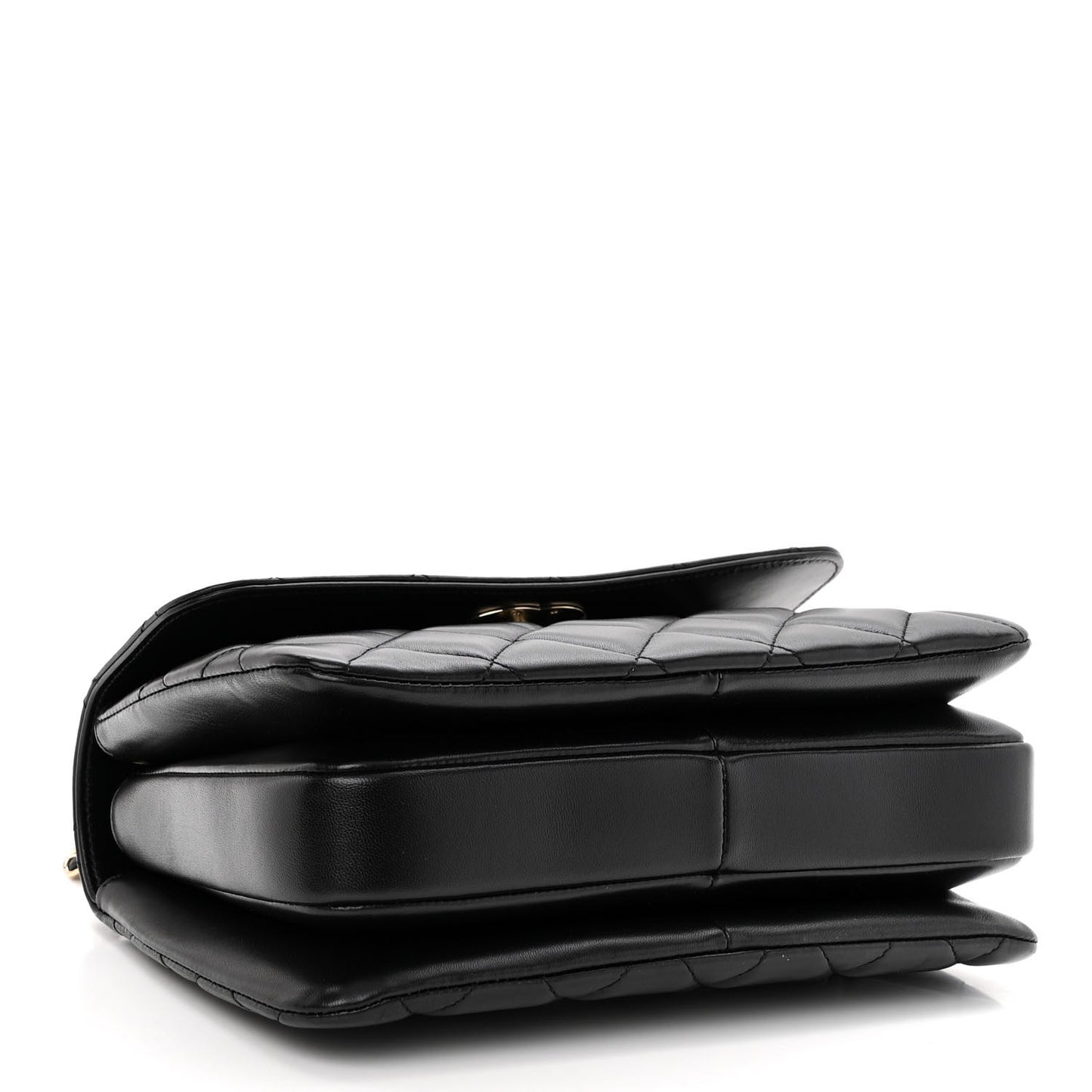 Lambskin Quilted Small Trendy CC Chain Dual Handle Flap Bag Black