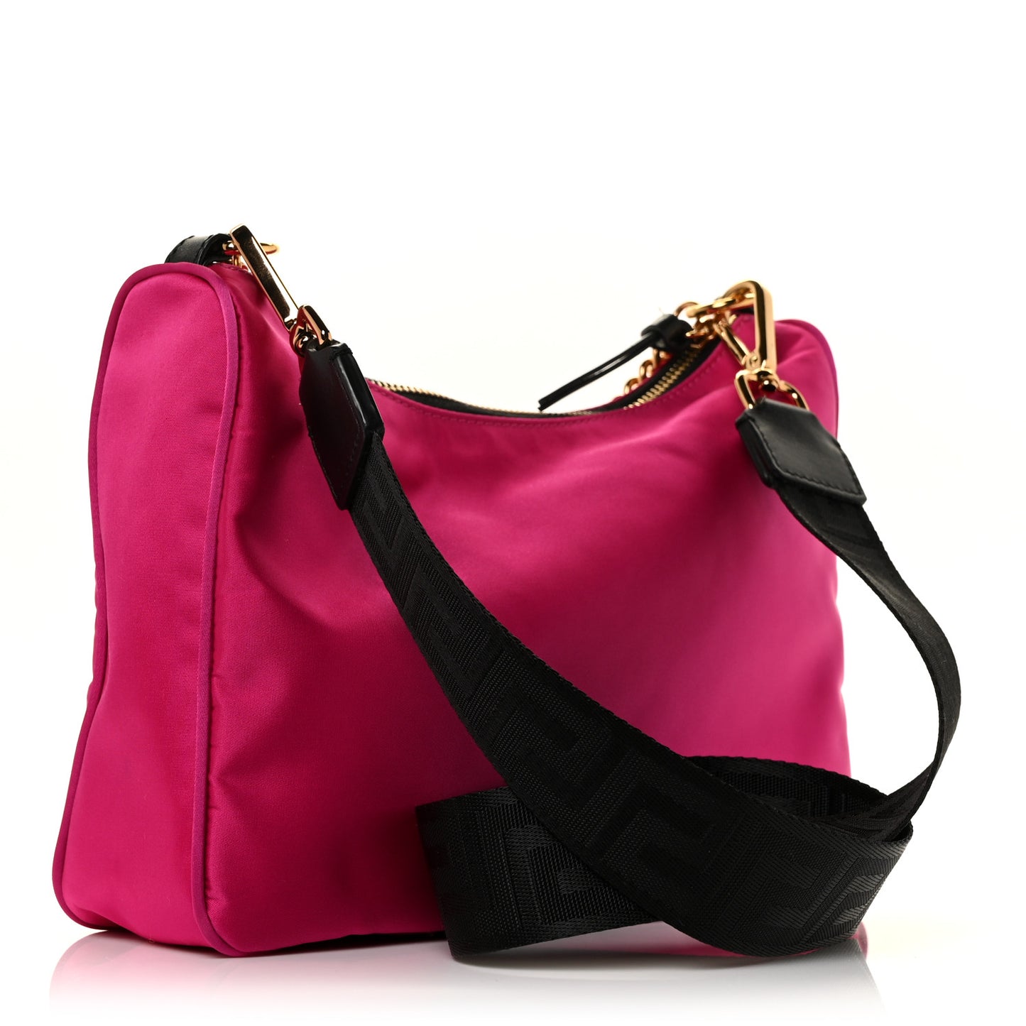 Nylon Tribute Chain Crossbody Shoulder Bag Flamingo Black