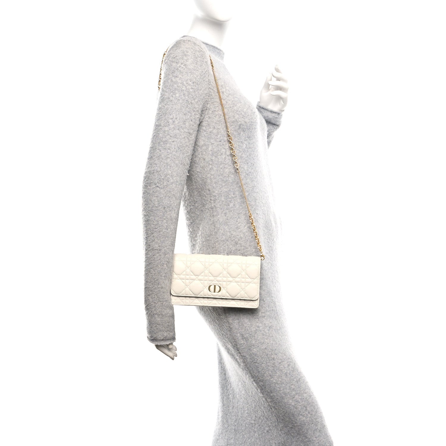 Christian Dior Supple Calfskin Caro Pouch with Chain Latte 2 of 11