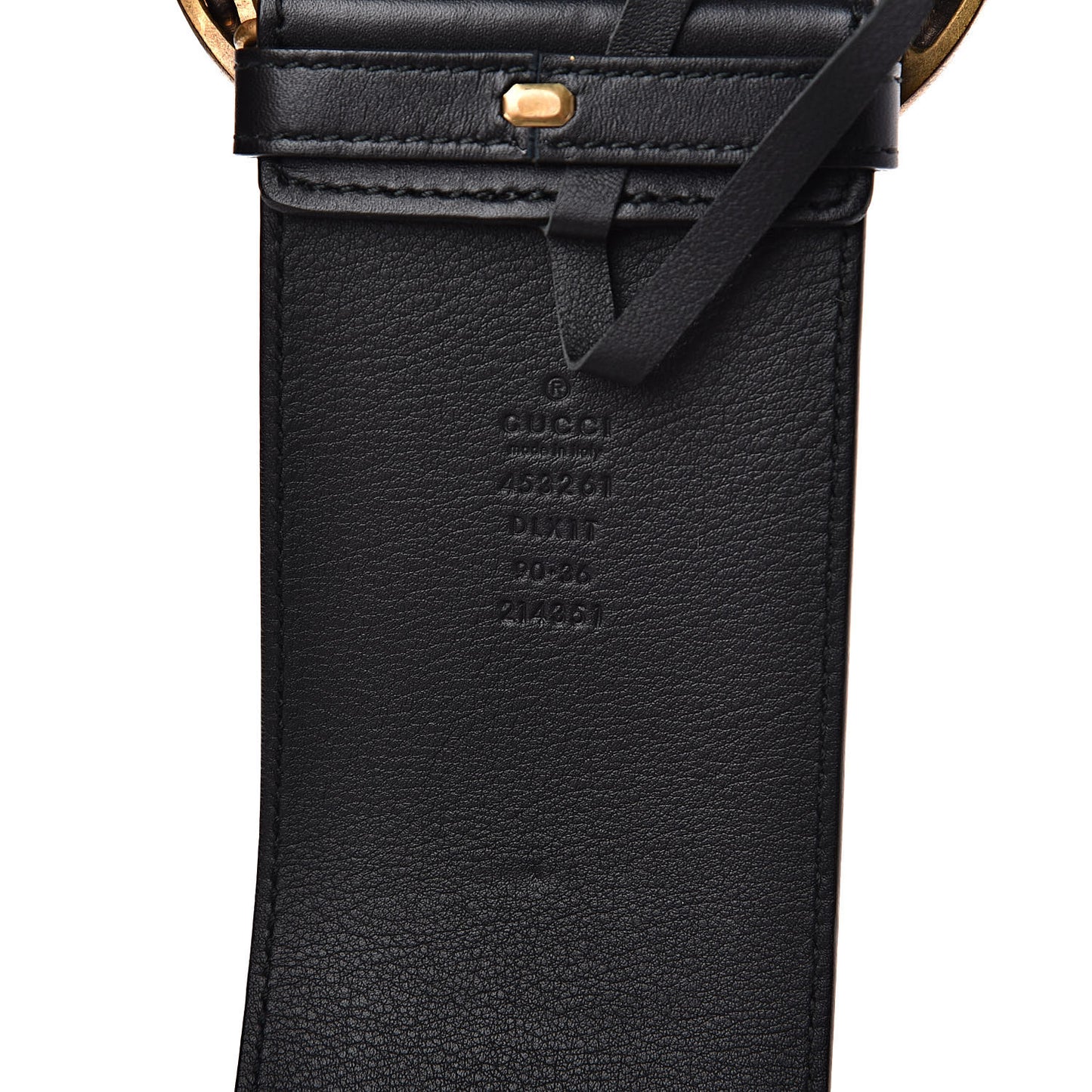 Moon Calfskin Pearl Double G 70mm Belt 90 36 Black Cream