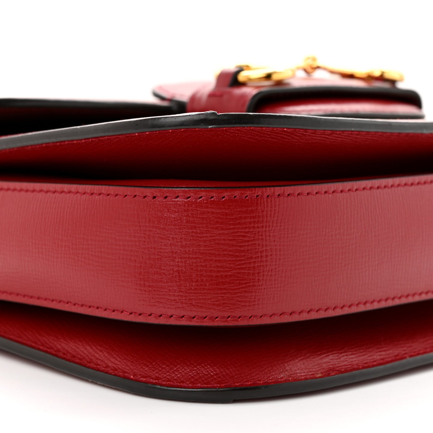 GG Supreme Monogram Azalea Calfskin Horsebit 1955 Shoulder Bag Beige Ebony New Cherry Red