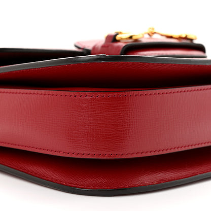 Gucci GG Supreme Monogram Azalea Calfskin Horsebit 1955 Shoulder Bag Beige Ebony New Cherry Red 6 of 11