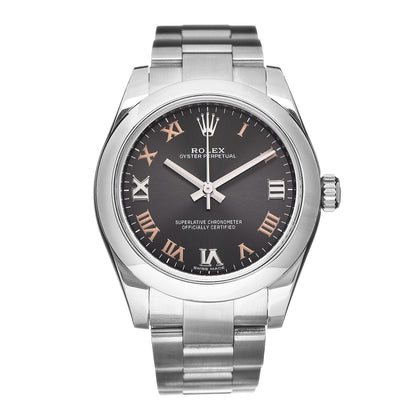 Rolex Stainless Steel 31mm Oyster Perpetual Watch Black Roman 177200 1 of 8