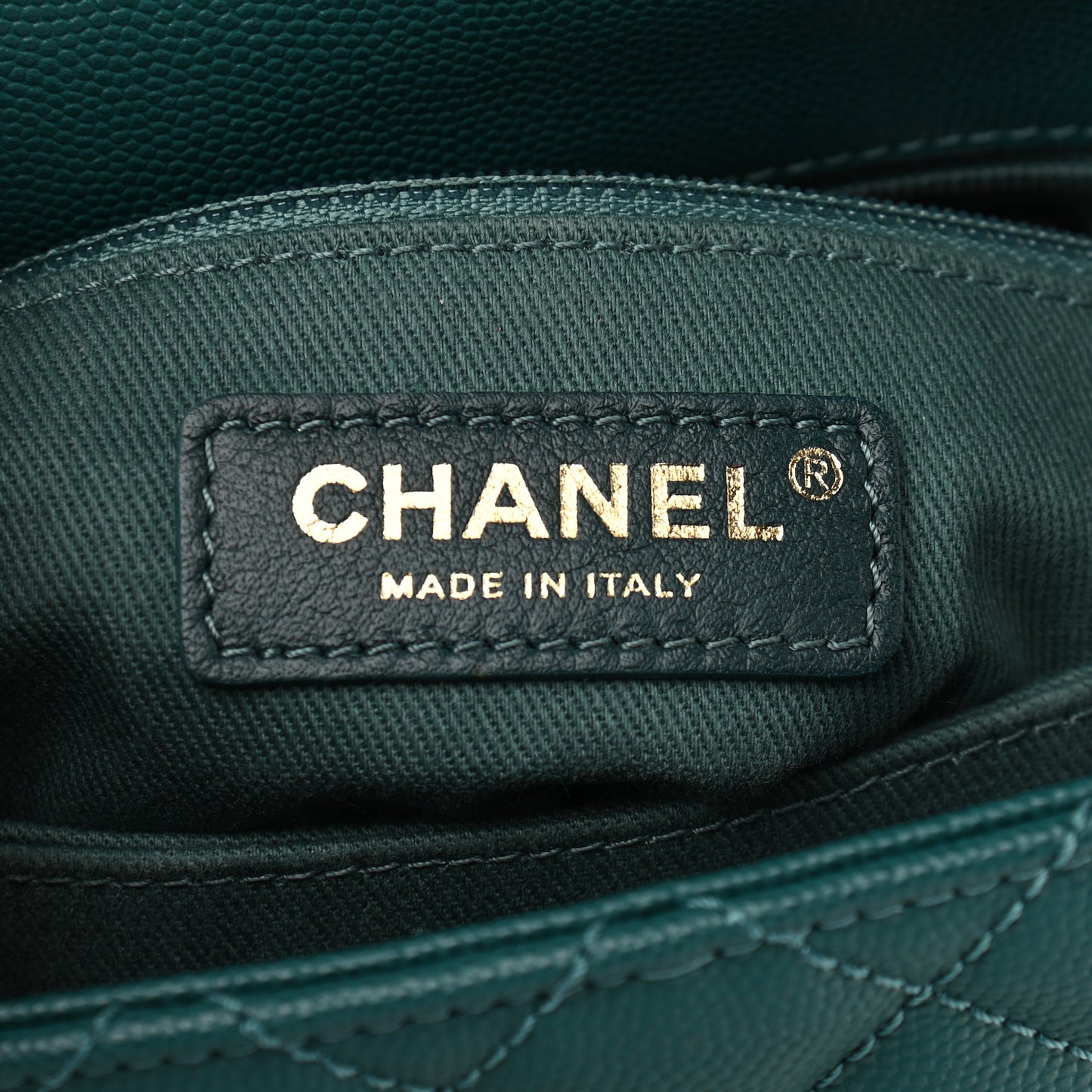 Caviar Quilted Mini Coco Handle Flap Green