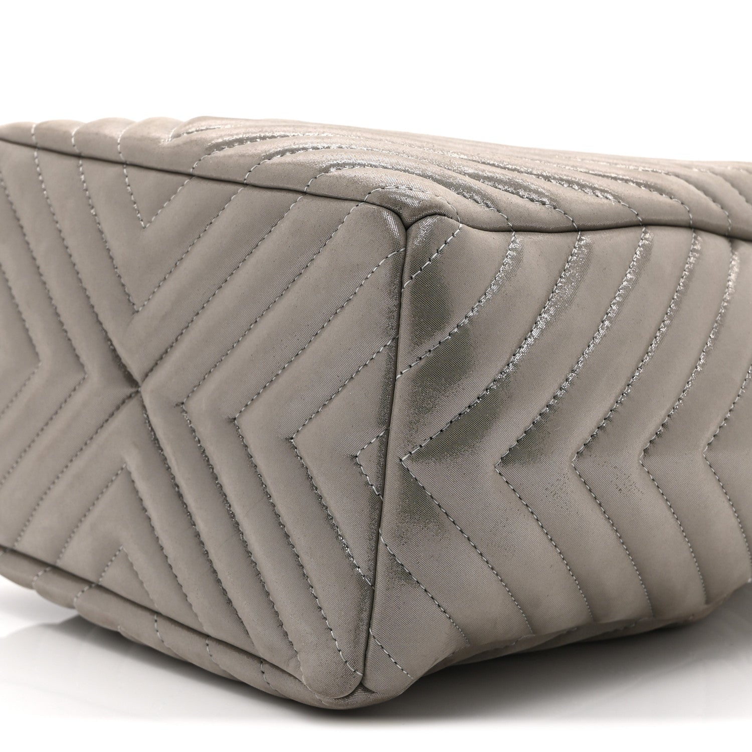 Chanel Iridescent Calfskin Chevron Small Urban Spirit Drawstring Bag Silver 10 of 10