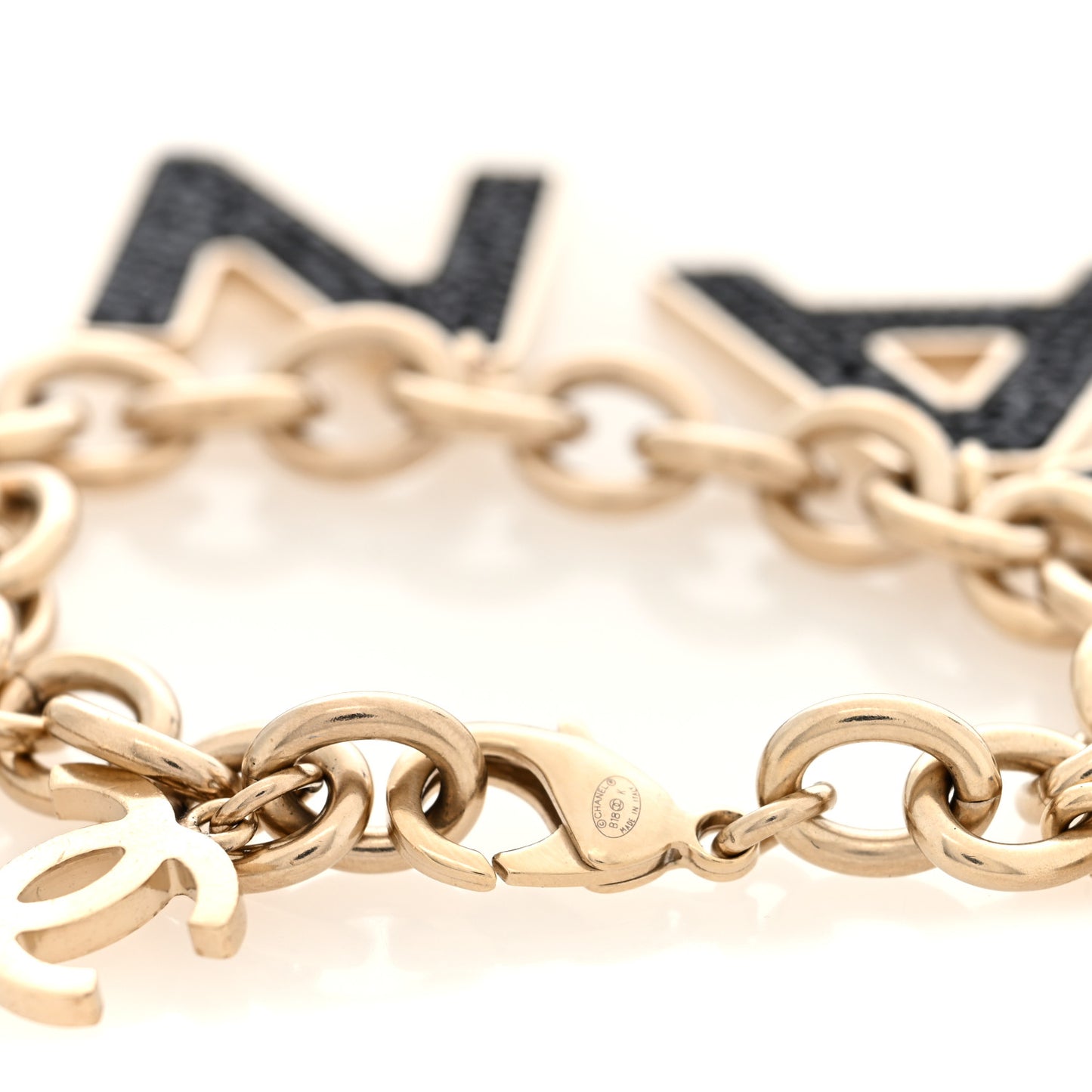Crystal Logo Bracelet Black Gold